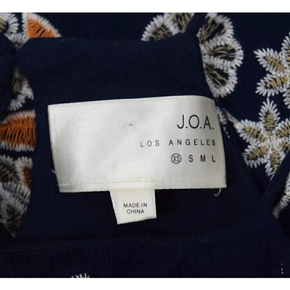 J.O.A. LOS ANGELES EMBROIDERED NAVY BLUE CROP TOP - Picture 7 of 8